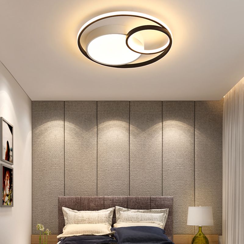 Moderne schwarz-weiße Deckenleuchte mit Acrylschirm, LED-Unterputzleuchte für Wohnzimmer