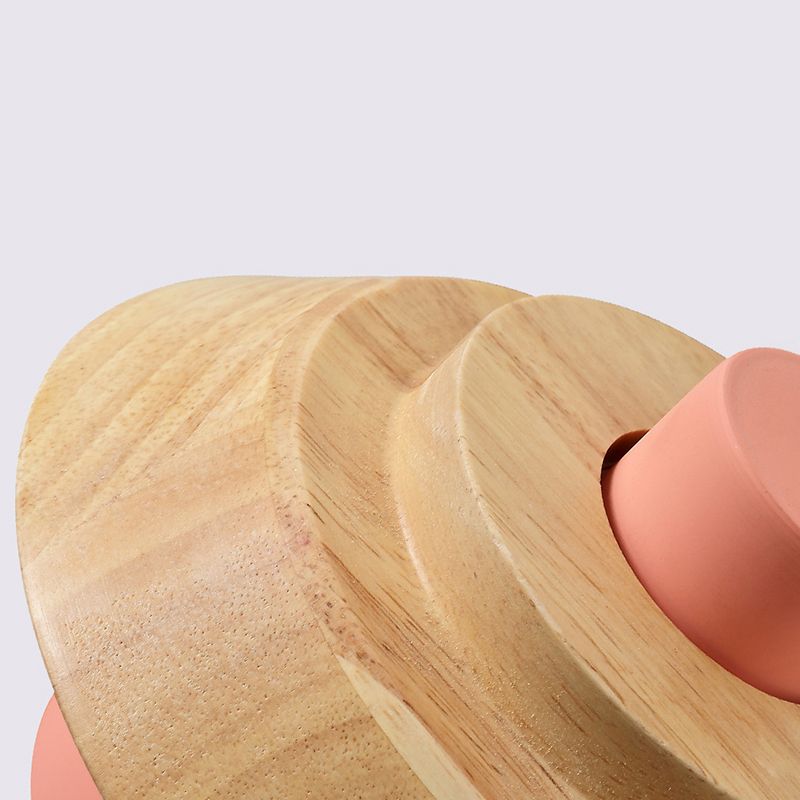 Macaron Style Mushroom Pendant Light Metal Wood 1 Light Hanging Light for Restaurant