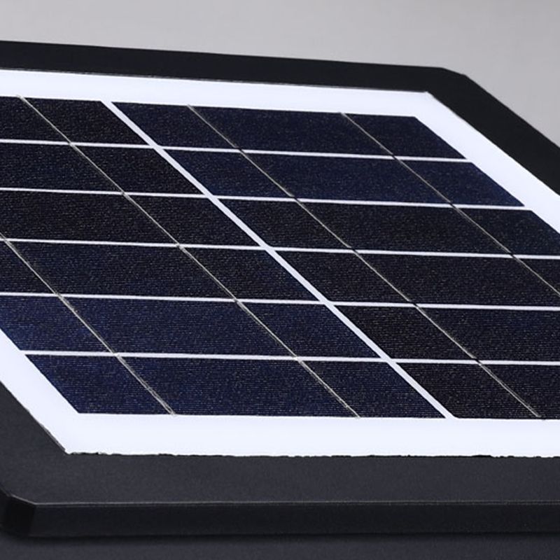 Metal Geometric Shape Outdoor Light Modern 1 Light Solar Pillar Lamp in Black