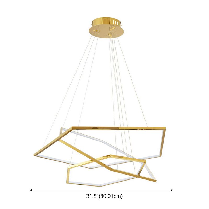 Contemporary Tiered LED Hanging Ceiling Lights Gold Metal Pendant Chandelier for Living Room