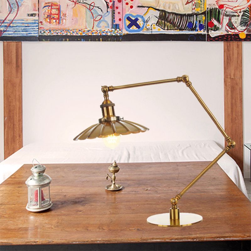 Lampada da tavolo svasata elegante industriale in metallo a 1 luce Lampada da tavolo per sala da pranzo con braccio di lunghezza 8"+8"/8"+8"+8" in oro