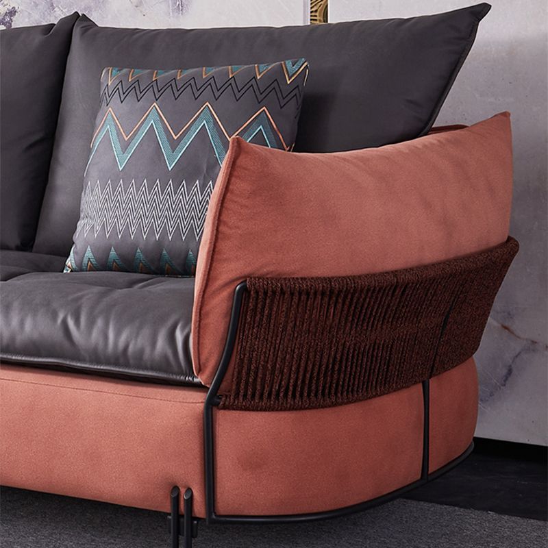 Ultra-Modern Faux Leather Square Arm Sofa with Loose Back Stain Resistant Standard Sofa