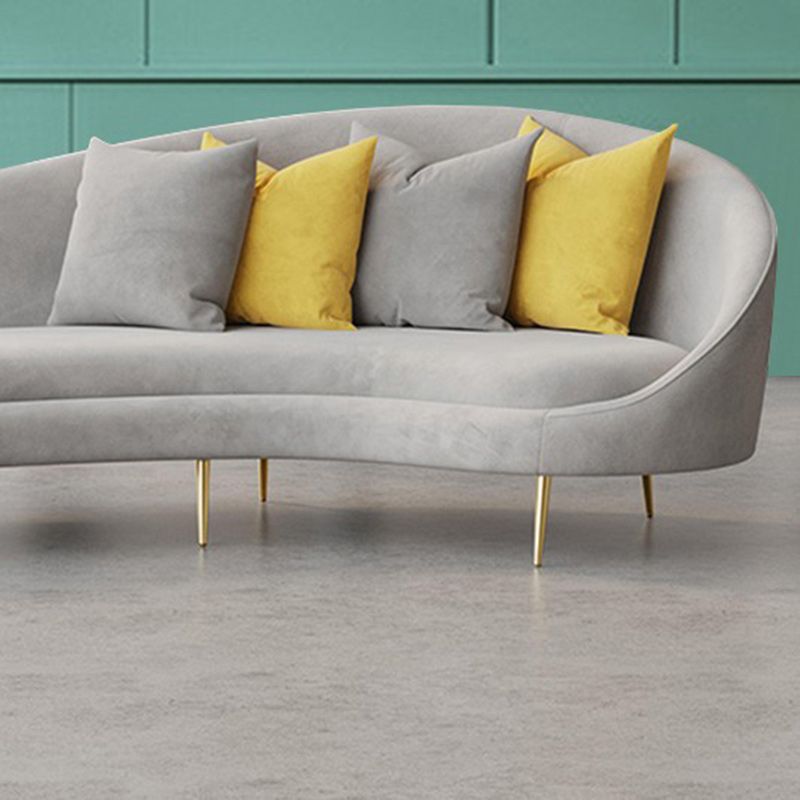 Contemporary Velvet Sloped Arms Sofa with Tight Back for Livingroom