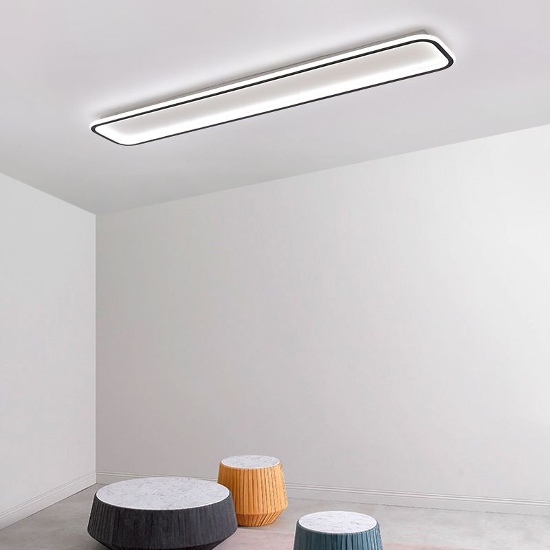 Lámpara de techo rectangular de acrílico, montaje empotrado LED negro minimalista en luz blanca/cálida, 16"/23,5"/31,5" de largo