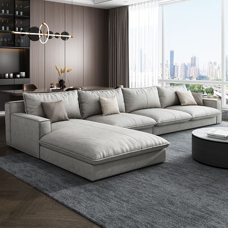 Scandinavian Pillow Back Sectional with Square Arm for Living Room