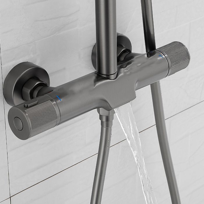 Wall Mounted Shower System Grey Knob Handle Shower System with Hand Shower