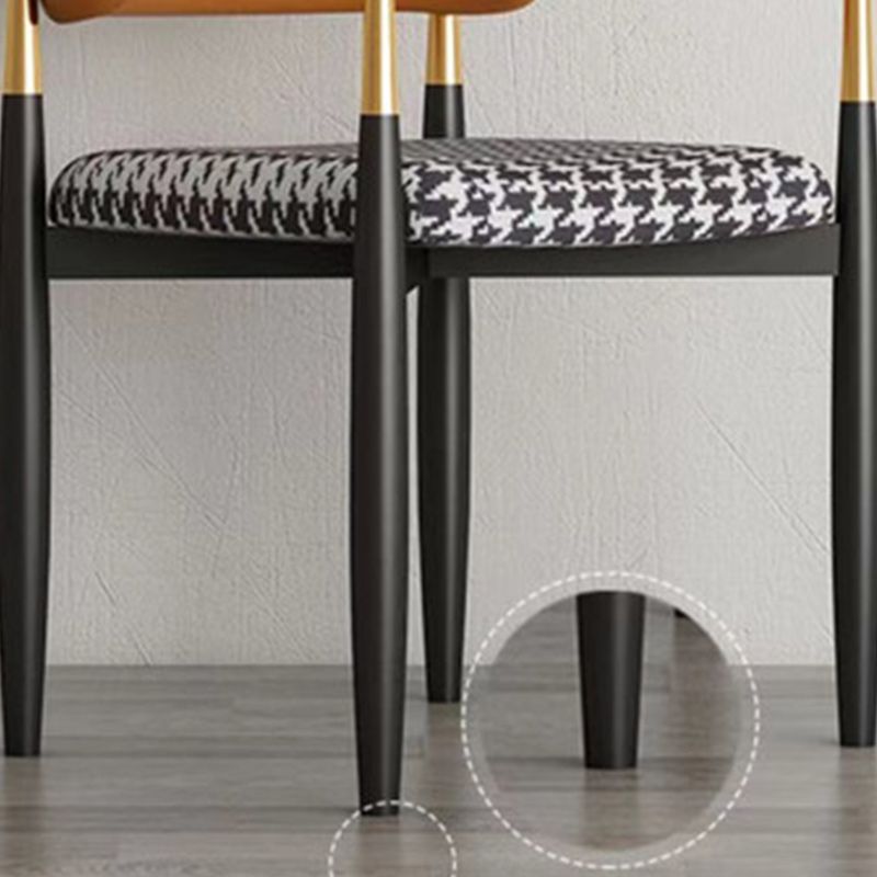 Upholstered Dining Chair Glam Style Open Back Dining Armchair for Indoor