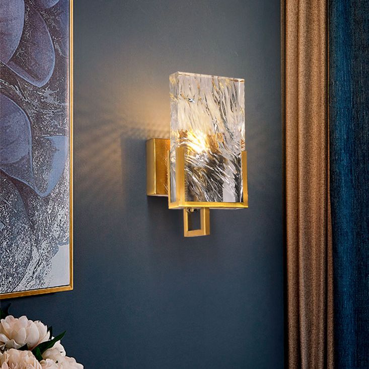 1 Lichtgold zeitgenössische Wandbeleuchtung Kristallquadrat-Wandbeleuchtung für Schlafzimmer