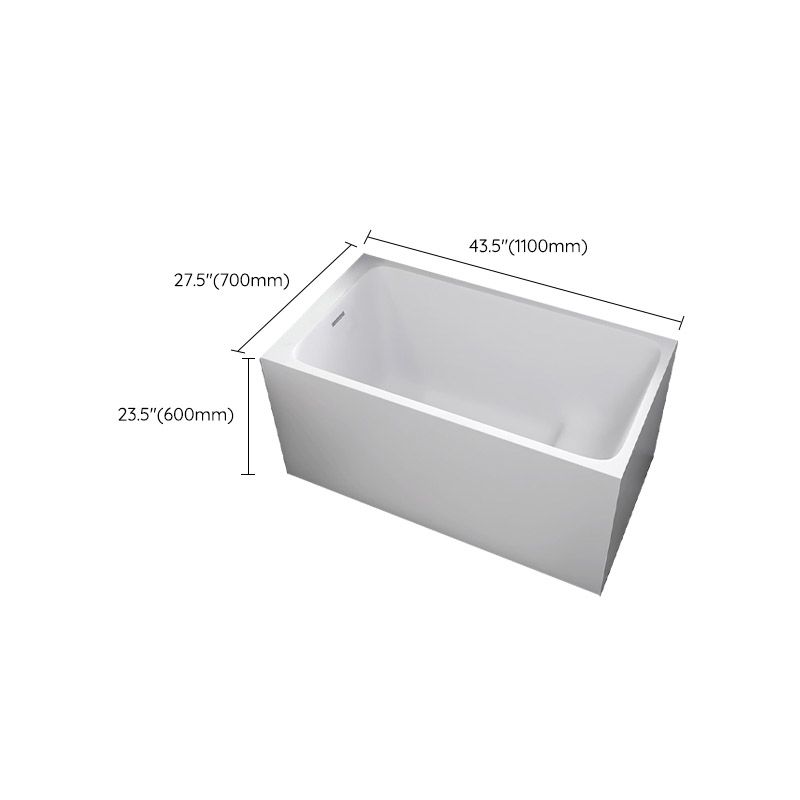 Modern White Acrylic Rectangle Bathtub Back to Wall with Drain Bath Tub