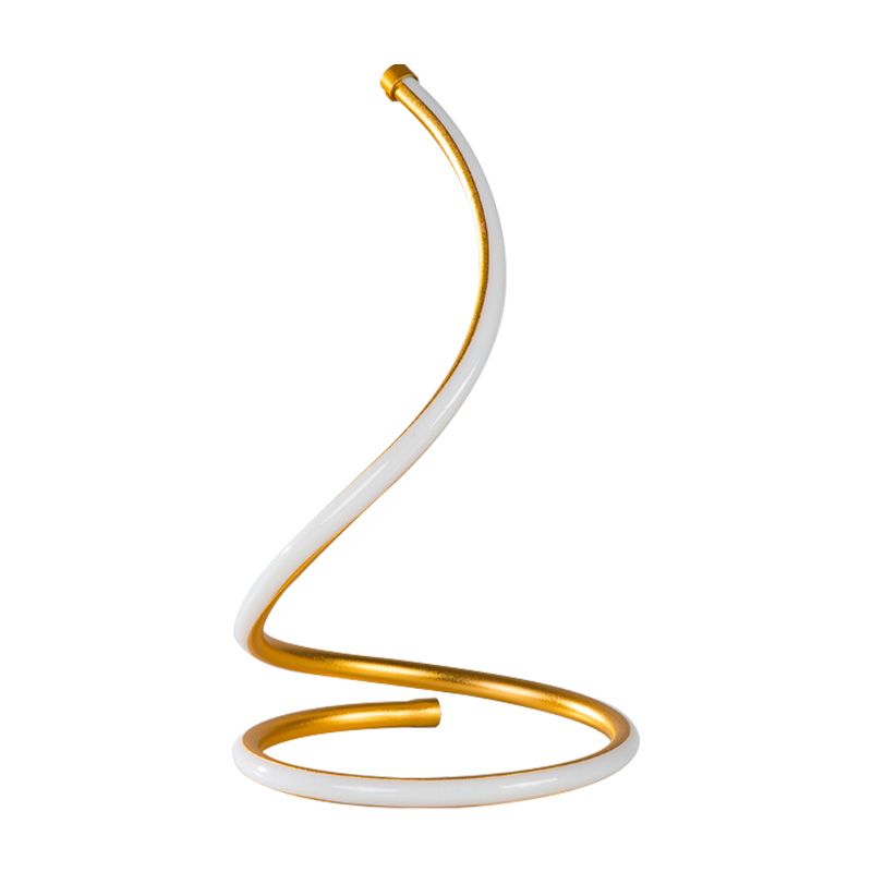 Curved Task Lighting Minimalist Acrylic LED Night Table Lamp in Gold/Silver, White/Warm Light