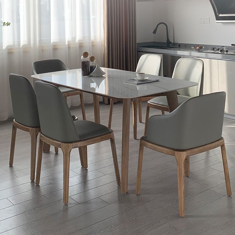 Eigentijdse gesinterde stenen eettafel rechthoekige vorm eettafel met 4 poten tafel