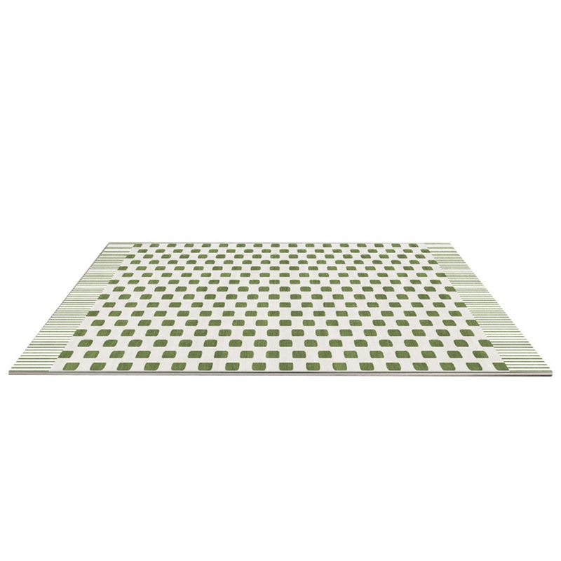 Light Green Check Pattern Rug Modern Polyester Rug Washable Rug for Drawing Room