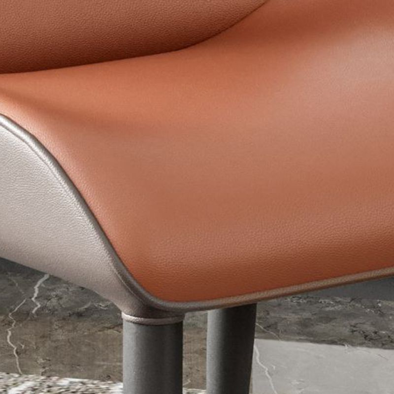 Modern Style Arm Side Chairs Faux Leather Chair with Metal Legs for Kitchen