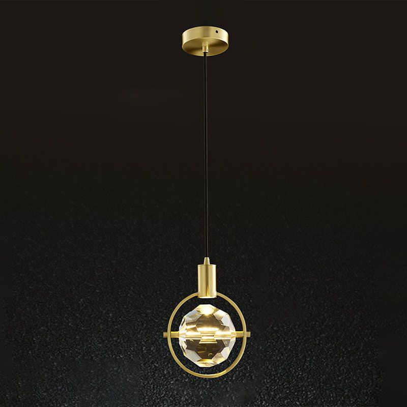 Suspension à balle à balle pendentif moderne des lumières suspendues en cristal simple pour le chevet