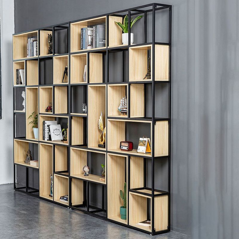 9.8" W Contemporary Geometric Bookshelf Open Back Metal Bookcase