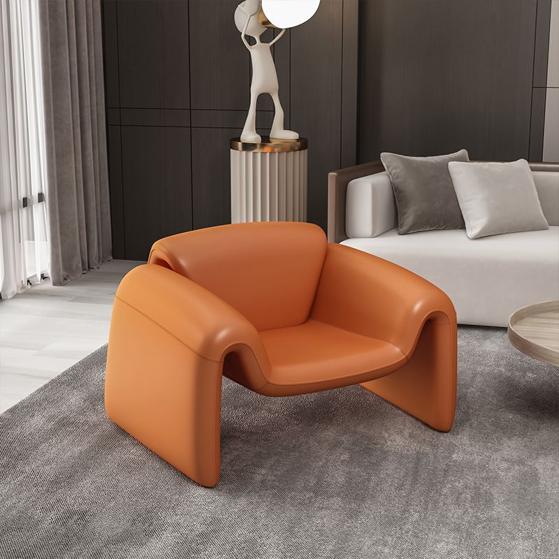 Modern Style Leather Handrail Sledge Base Fixed Back ARM Chair