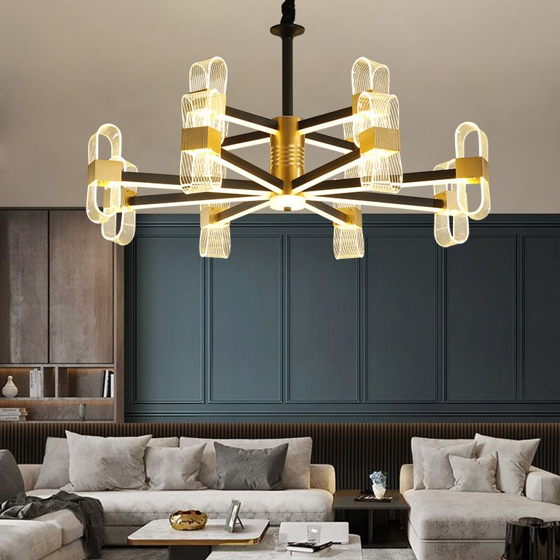 Modern LED Hanging Chandelier Clear Acrylic Shade for Living Room Dining Room