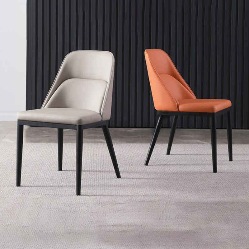 Modern Solid Back Armless Chair Leather Dining Side Chairs for Home Use