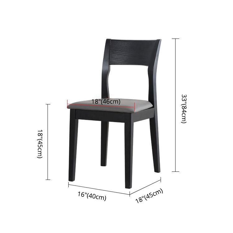 Chaise de salle à manger contemporaine, chaise latérale ouverte de 16 pouces de large avec 4 pieds en bois noir pour un usage domestique