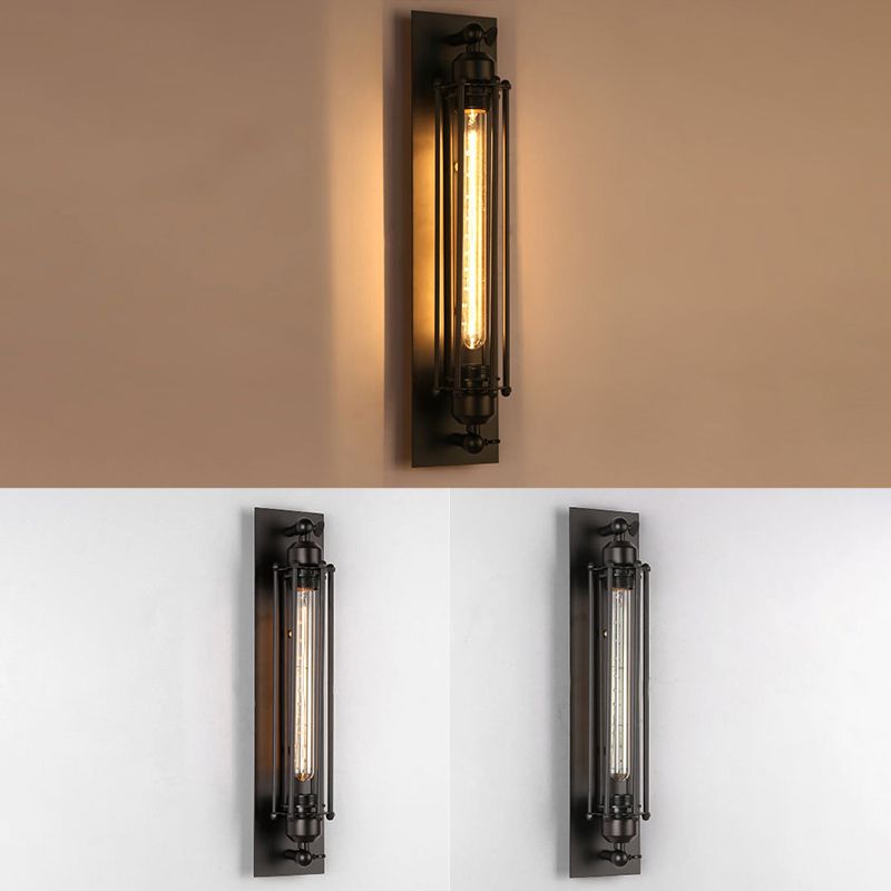 Industrial Black Metallic Lighting Flush Mount Wall Light for Living Room