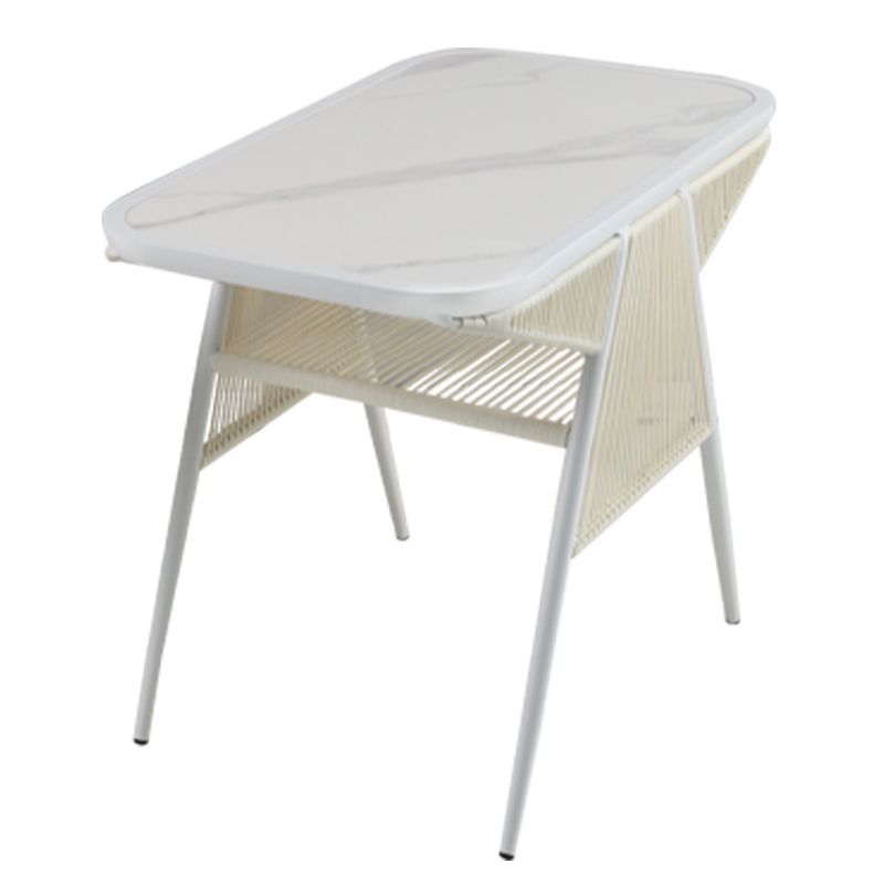 Modern Stone Chat Table Outdoor Water Resistant Patio Table with with Aluminum Legs