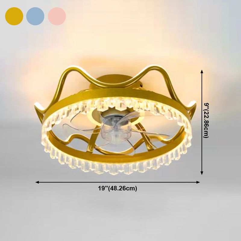 Crown Shape Ceiling Lamp Trendy Nordic LED Ceiling Fan Light for Bedroom