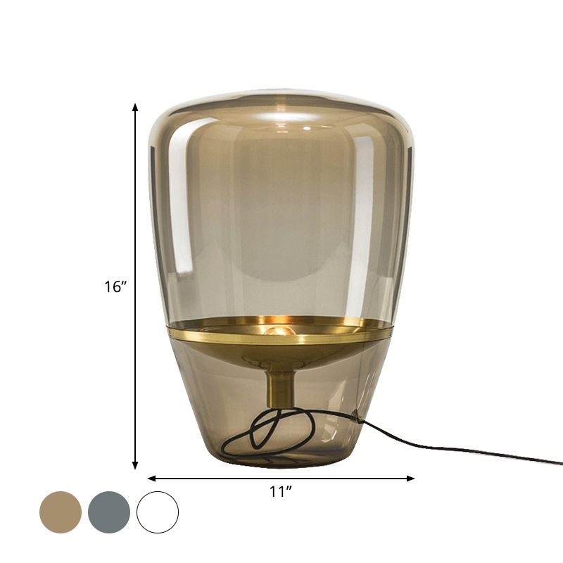 Lampada da notte triangolare in vetro trasparente/fumé/cognac, postmoderna, a 1 testa, con paralume interno per piattino, in nero/ottone