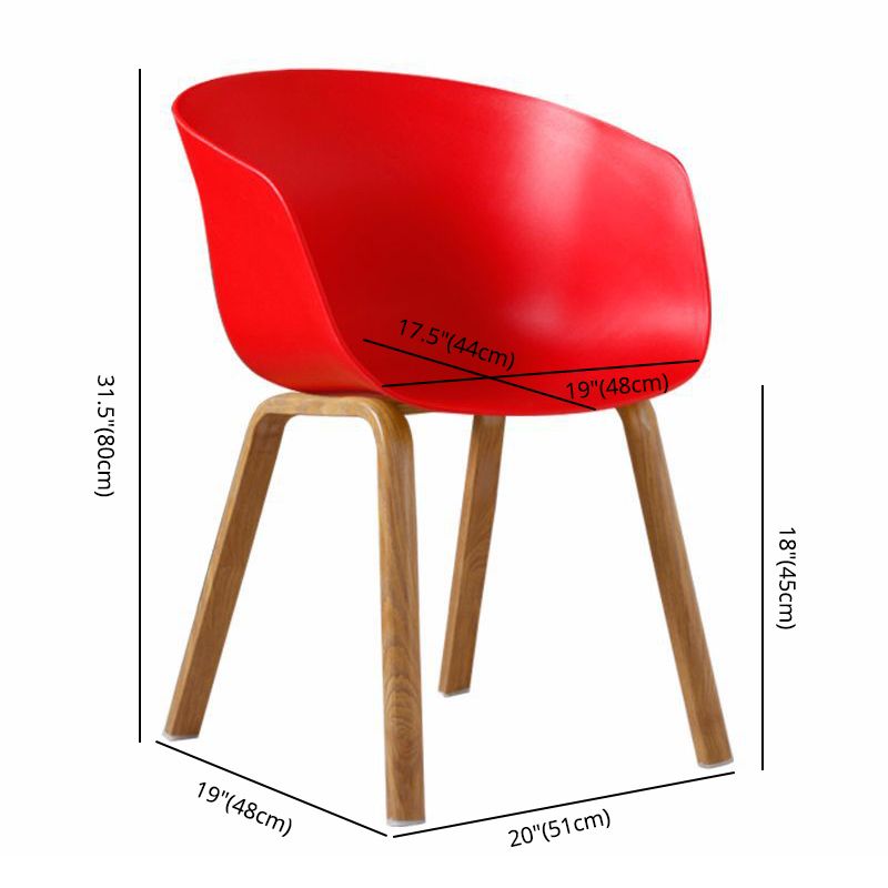 Modern Style Plastic Dining Armchair Open Back Dining Side Chair for Home