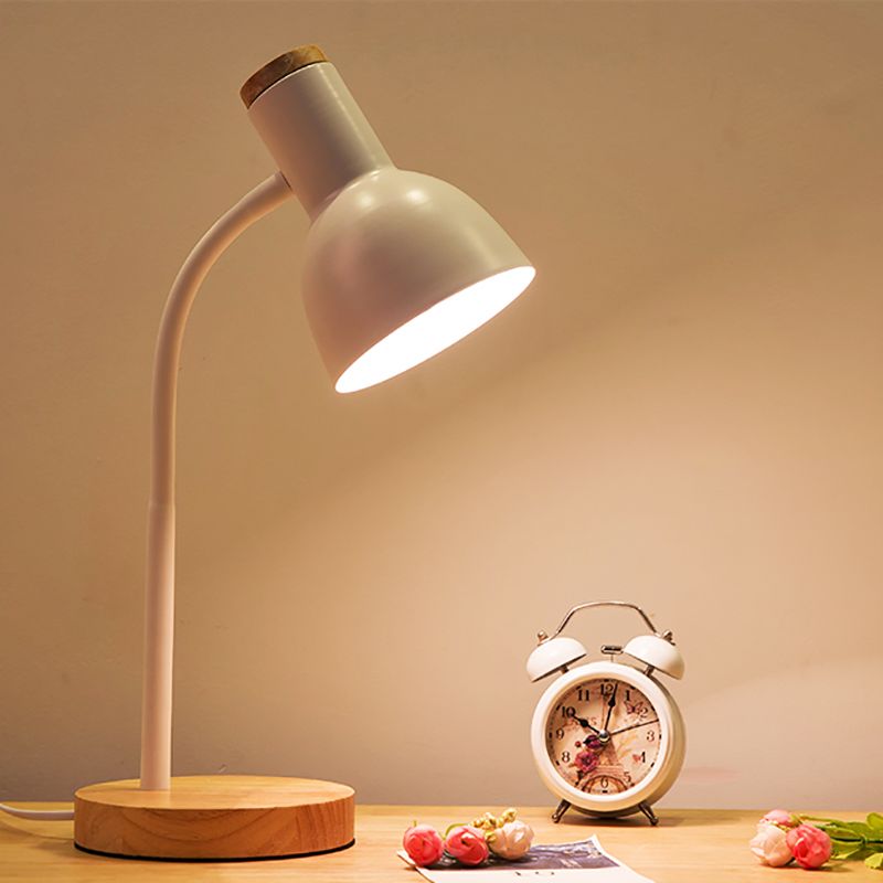 Luces de mesa nocturna de macarrón campana lámparas de mesita de noche de 1 dormitorio con sombra de metal