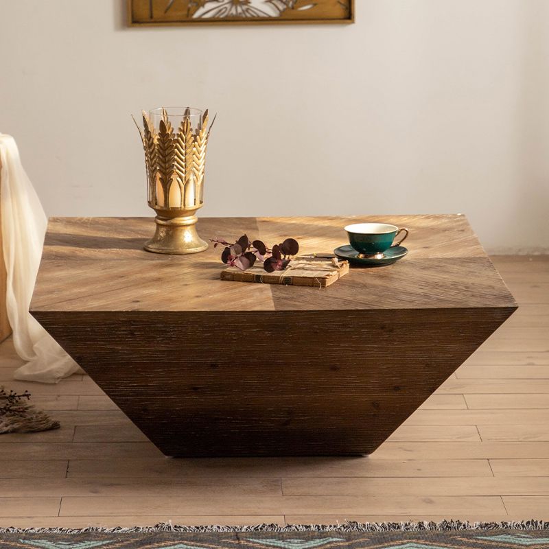 Rustic Corner Table Solid Wood Brown Accent Side Table for Living Room