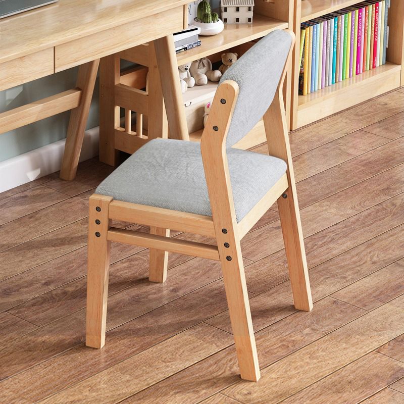 Scandinavian Rubberwood Kitchen Side Chair Liftable Open Back Dining Chair