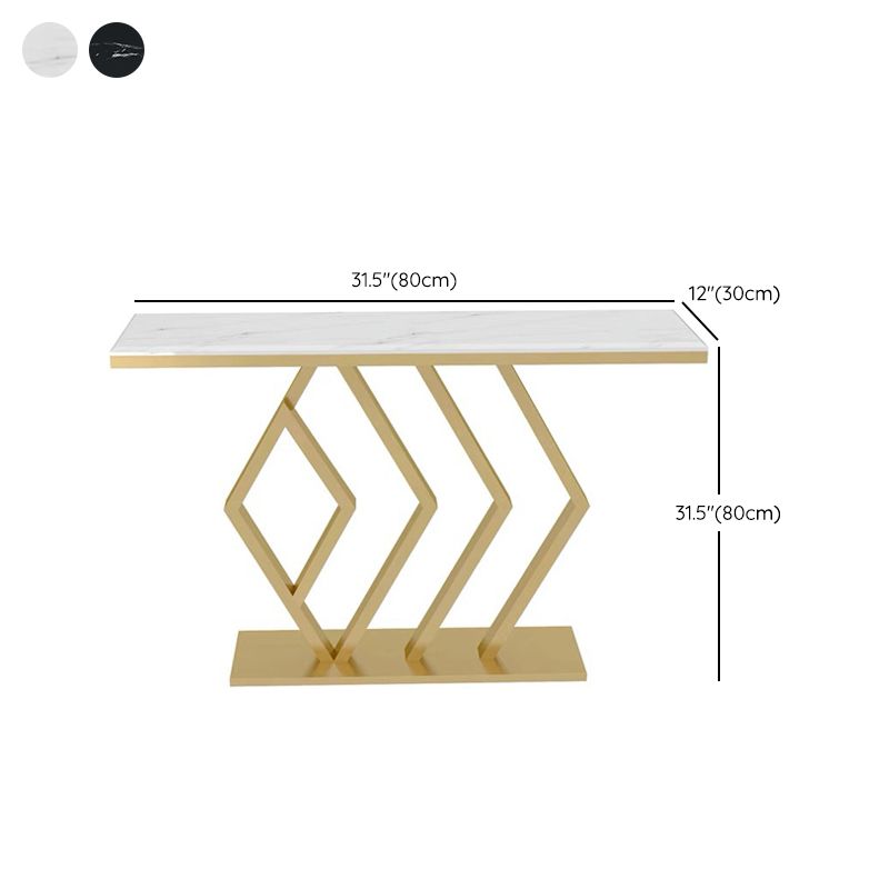 Glam Accent Table Antique Finish Console Sofa Table in Marble