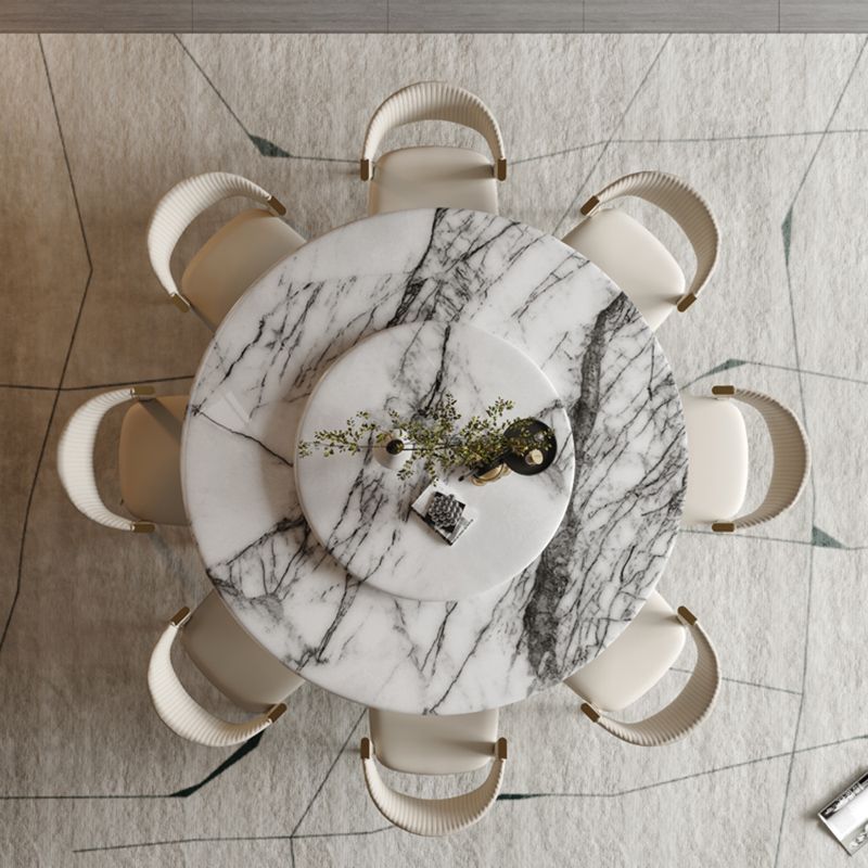 Round Dining Table Set 1/7/9 Pcs Marble Dining Table and Chair Chairs