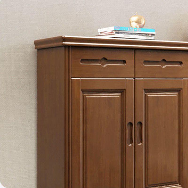 Mid-Century Modern Cabinet Grooves With Doors Rectangle Accent Cabinet