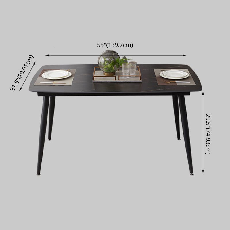 Modern Kitchen Black Sintered Stone Furniture of Standard Height Formal Dining Room Table Set