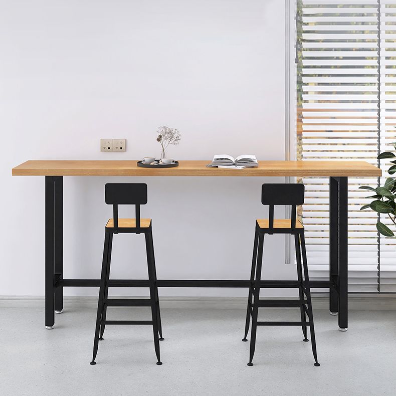 Contemporary Solid Wood Trestle Base Bar Table for Kitchen Dining Room