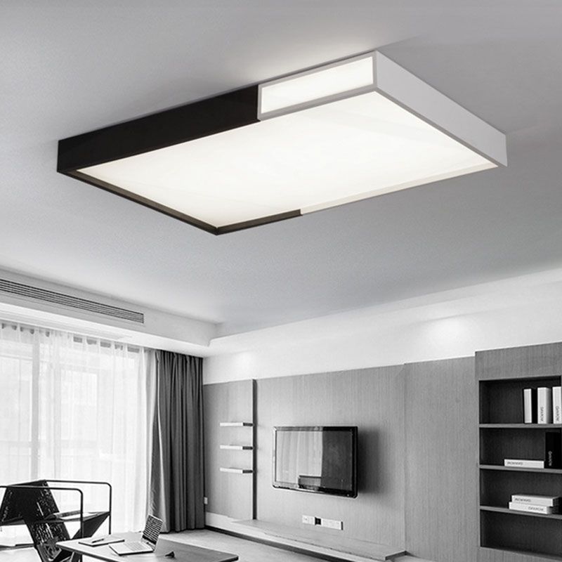 Viereckige Form LED Flush Mount Light Simple Metal Schwarz und Weiß Deckenlicht Flush Mount