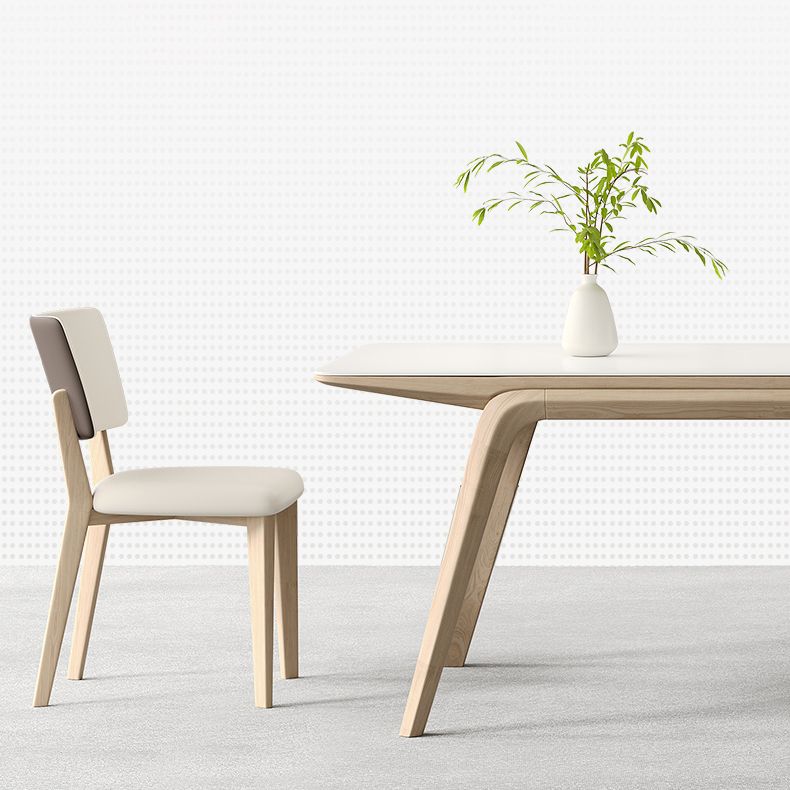 White Stone Top Rectangle Contemporary Dining Table with 4 Foot