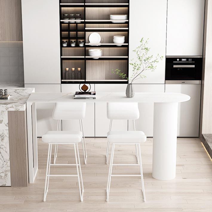 Free Form Bar Table Set 1/3/5 Pcs White Metal Base Bar Table and Stools