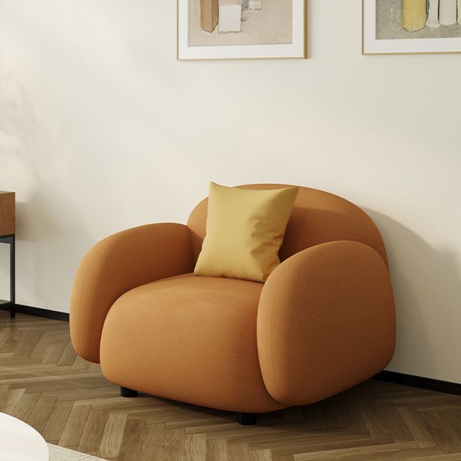 Square Arm Sofa Modern Style Faux Leather & Wool Standard Sofa