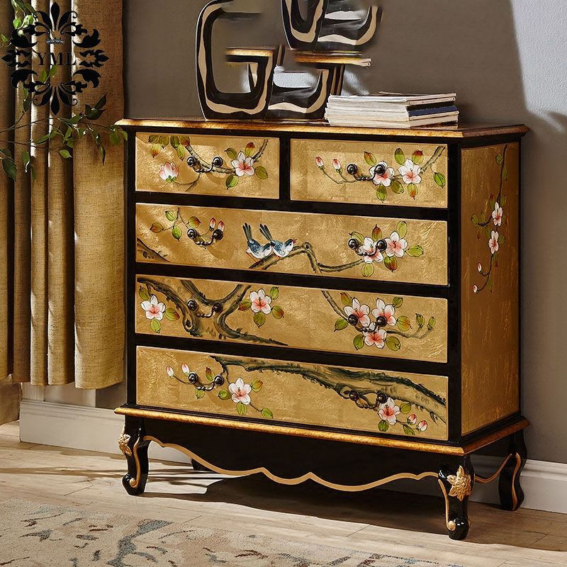 Classic Glam Storage Chest Solid Wood Storage Chest Dresser with 5 Drawers