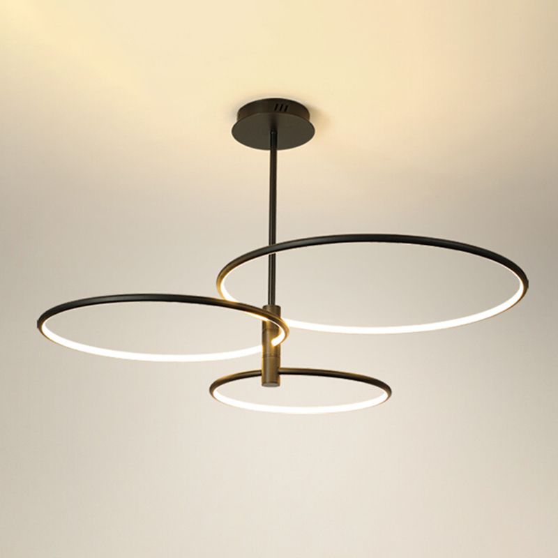 Modern Round Chandelier Light Fixtures 3-Tier Hanging Pendant Lamps with Silica Gel Shade
