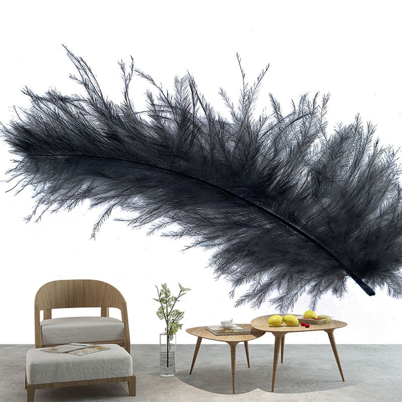 Fluffy Feathers Wall Mural for Dining Room, Personalized Size Available