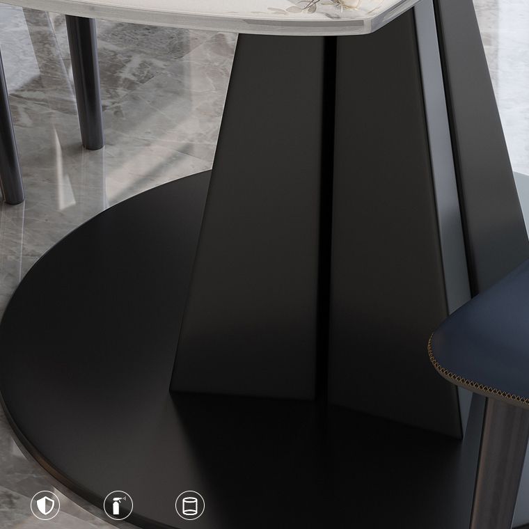 Round Steel Pedestal Dining Table Modern Dining Table with Leaf Extension