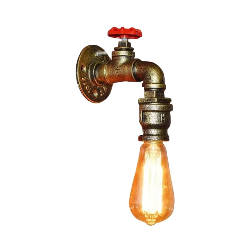 1 cabezal iluminación metálica de pared vintage lámpara de montaje en pared de tubería de agua vintage con válvula