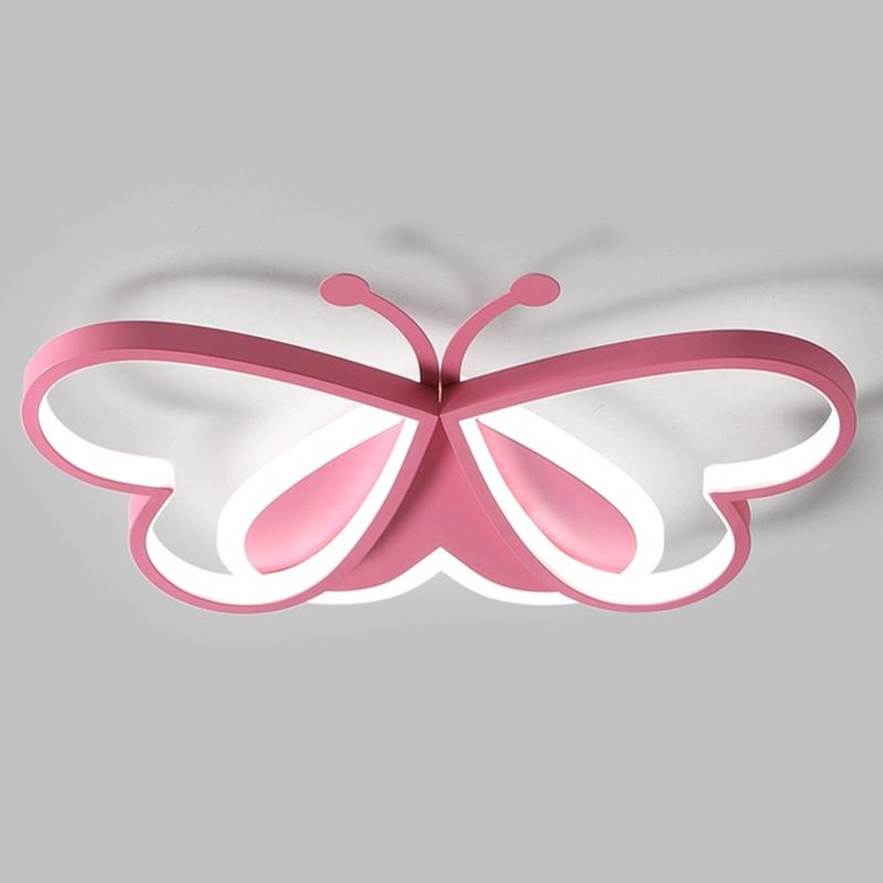 Pink Butterfly Close To Ceiling Lighting Cartoon LED Acrylic Ceiling Light Fixture