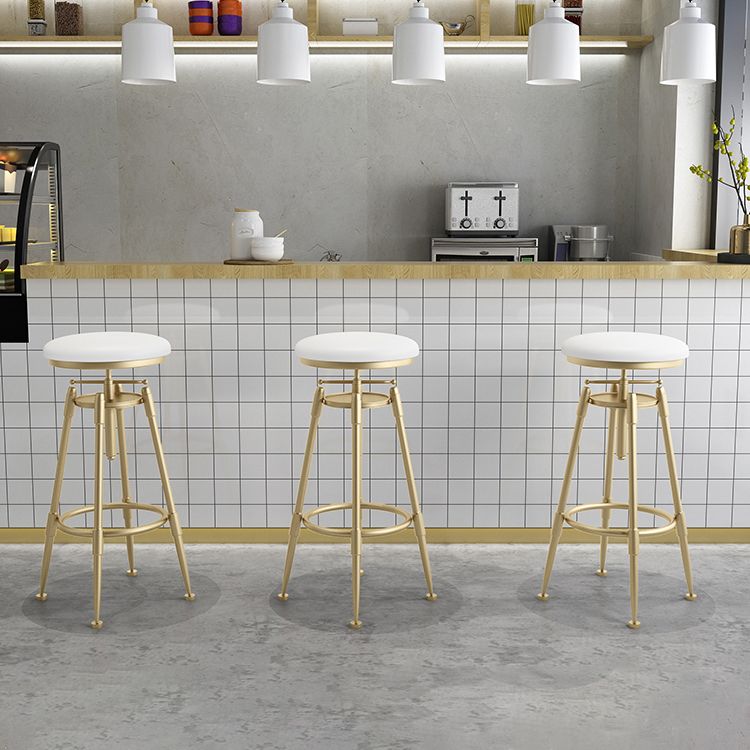 Glam Liftable Rotatable Counter Stool Iron Cafe Bar Stool with Cushion and Pedal