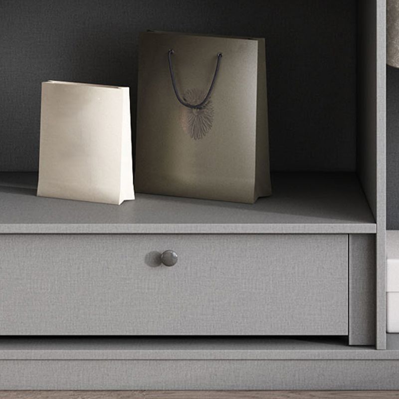 White Paint Light Luxury Wooden Wardrobe with Shelves and Sliding Door