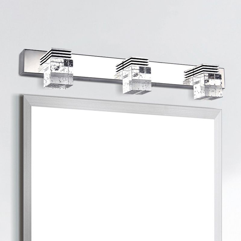 Vanité en acier inoxydable luminaire de style moderne Bubble Crystal Shade Bathroom Wall Éclairage