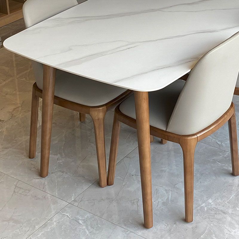 Contemporary Modern Rectangle Stone Table 4 Legs Home Kitchen Dinner Table